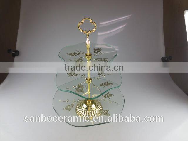 Wholesale 3 tier Wedding Glass Cake Stand