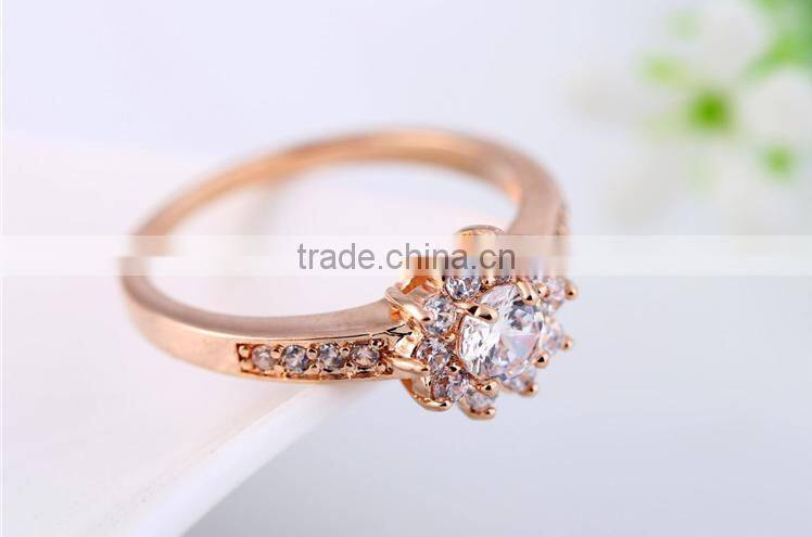 Wholesale Stock Small Order Fashion women Flower Zircon Rings