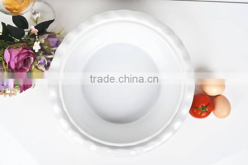 12" Round porcelain oven tray with lid