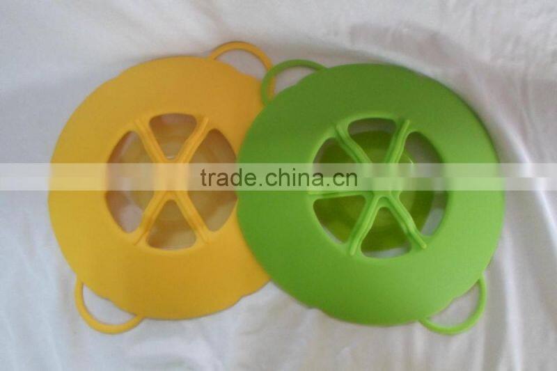 Hotsale FDA grade silicone pot cover spill stopper lid silicone pot cover lid with handle