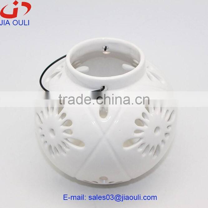 Hot sale home decoration ceramic hurricane lamp, candle holder candle lantern