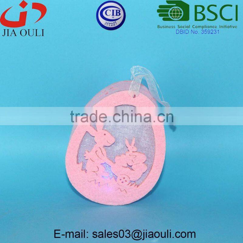 BSCI Audit Factory new design Easter decorations with LED light non-woven hanging eggs decorations