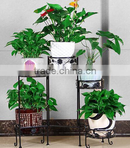 Free standing outdoor metal plant flower pot shelf