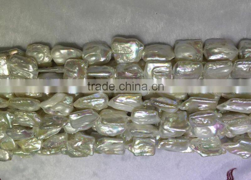 AA 16-17mm White Similar Oblong Baroque Freshwater pearl strand
