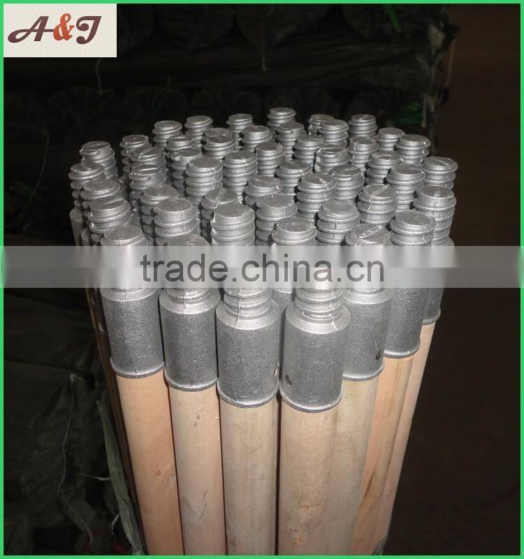 Durable wood brush handle with metal screw