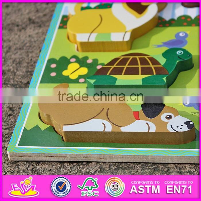 2016 new design educational 3d puzzle toy wooden animal shapes for kindergarten W14D021
