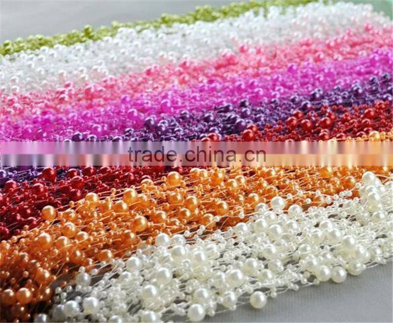 60 Meters Fishing Line Artificial Pearls Beads Chain Garland Flowers Wedding Party Decoration Products Supply 17Colors