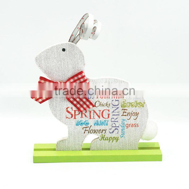 Wholesale cute white and red table top use handmade handicrafts Easter rabbit decoration