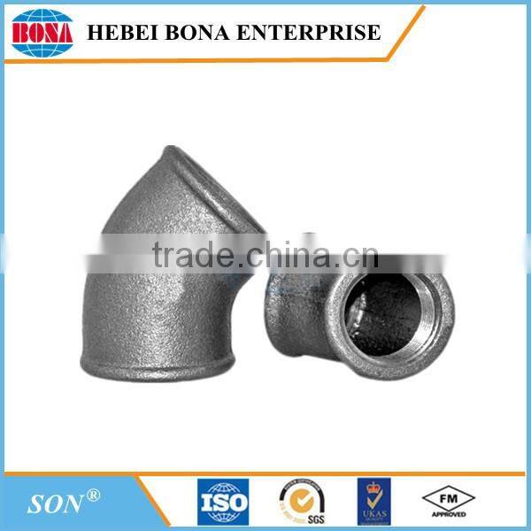 Malleable iron pipe fittings 45 degree elbow