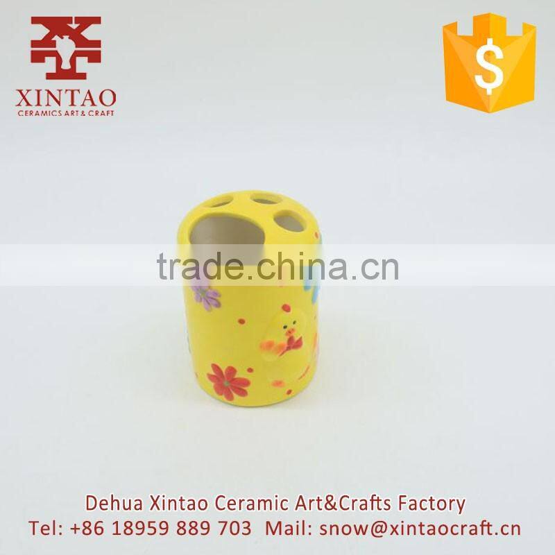 High quality brushed holder /cock shaped with flower printing teethbrush holder