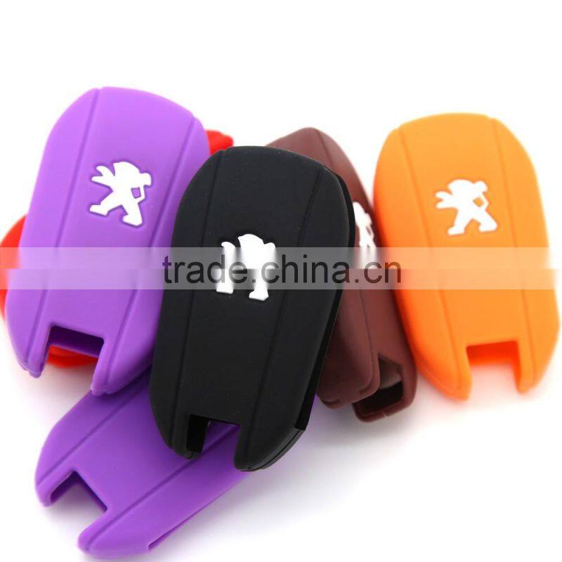 Colored silicone key covers silicone key cases silicone car key protector for Peugeot 3008