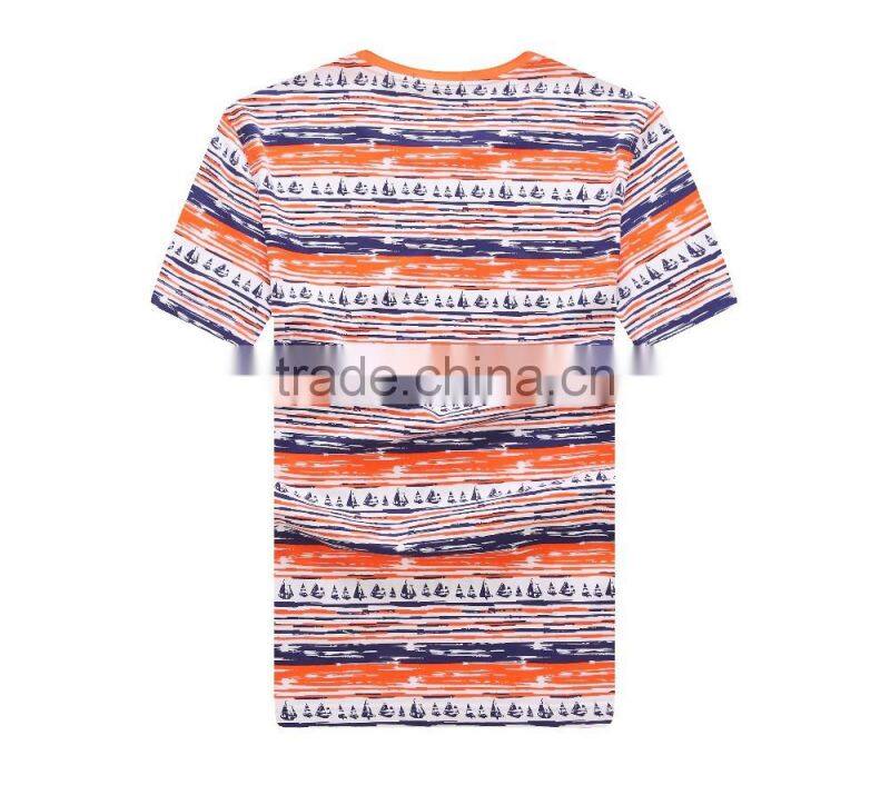 Men's full printed short t shirt (100%cotton )with round neck