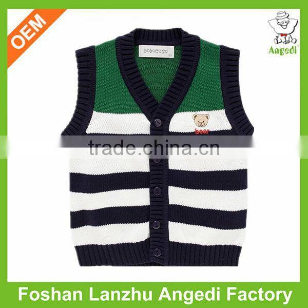 2016 custom Kids knit vest jumper winter sweater with button-up baby cardigan