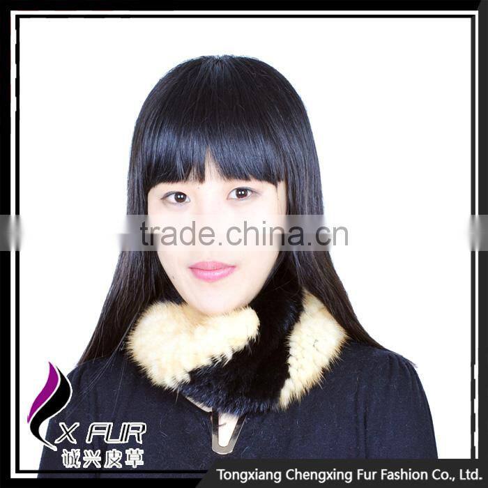 CX-E-28 2016 Wholesale Stock Popular Hair Headband Knitted Mink Fur Scarf