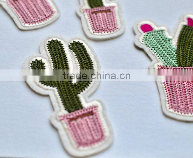 Custom high quality cactus embroidered patch for clothes embroidery patch made in china choose size/color