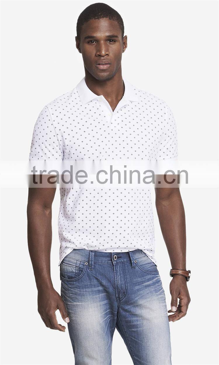 2015 new design custom cotton circle dot print mens polo shirts apparel wholesale
