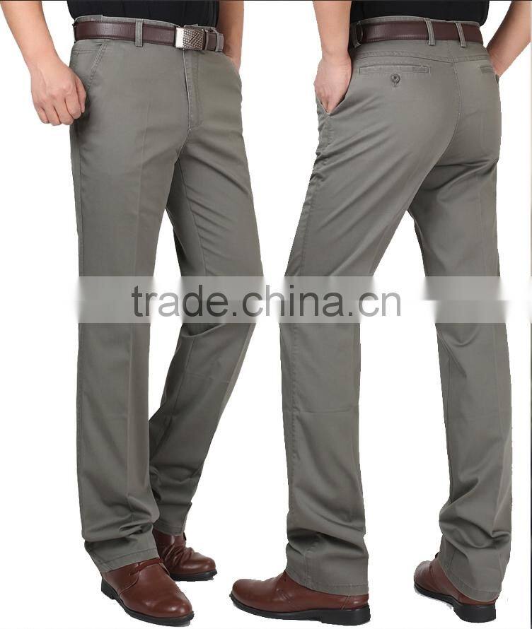 Men's Anti-wrinkle Flat-Front Slim Fit Long Chino Pant