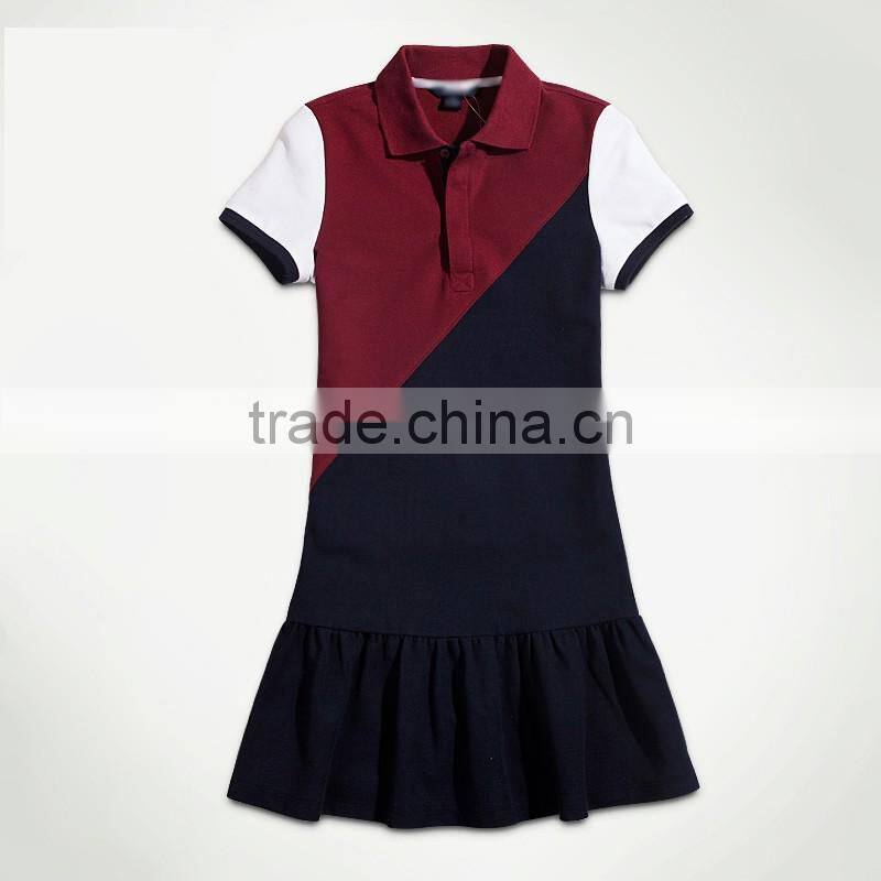 2016 high quality 100% cotton school uniform design sport polo dress for high school students