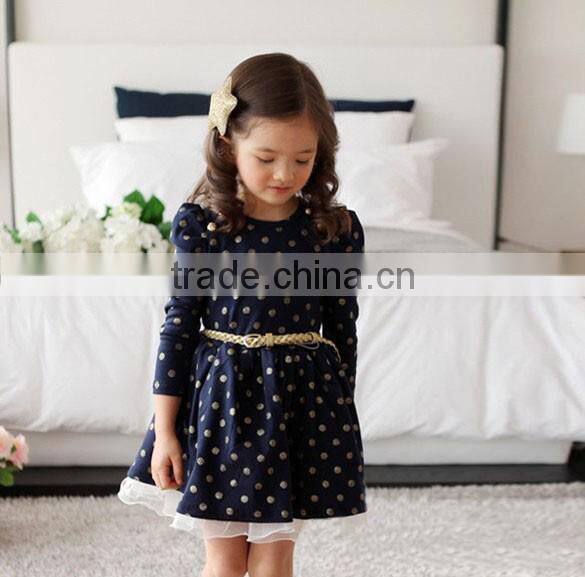 New Stylish Child Girls Clothes Buttons Princess Dress With Belt Casual Dresses for Girls 10 Years SV010782