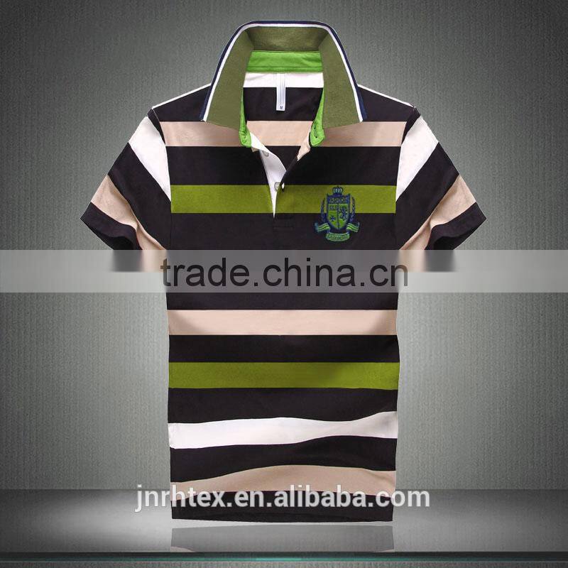 Trade Assurance combed cotton custom high quality designer stripe polo t-shirts