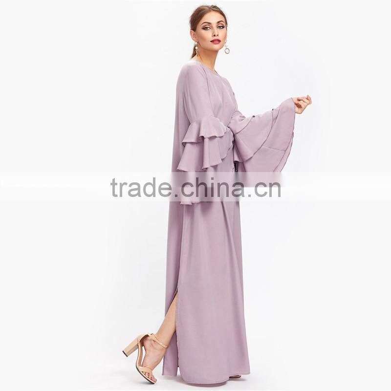 Layered Flare Sleeve Kaftan Dress High Quality Long Dresses Women Lady