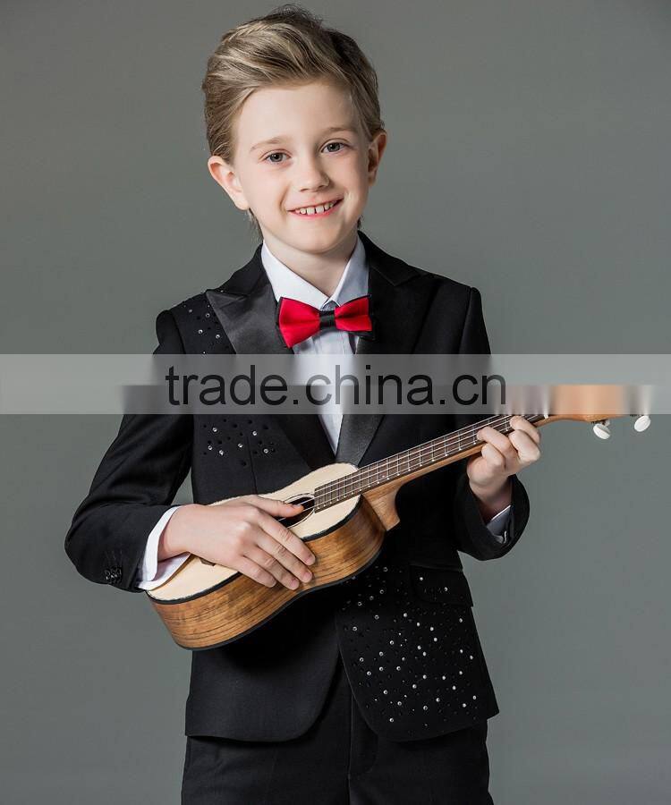 ELPA black 3 piece flower boy formal designer slim fit suits for kids