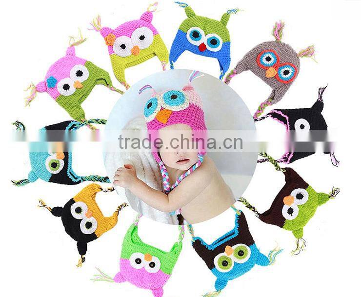 Crochet baby hat Infant Cute Hot sale Custom High quality new fashion crochet owl beanie hat Toddler crochet hat for sale