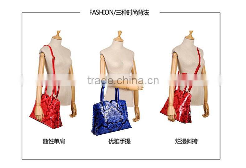 R1849H women's chinese style element handbag flower pattern PU leather purse handbags