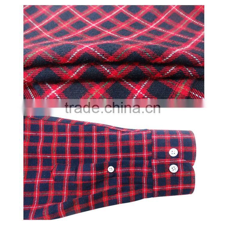 Latest custom flannel shirt for men red black checks mens dress shirts