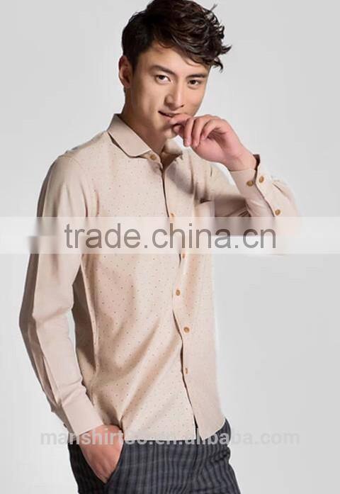 latest fashion design long sleeve baby collar printed oxford shirt