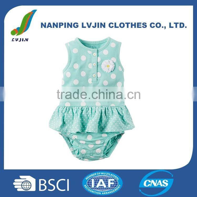 Cotton Infant Apparel Baby Polka Dot Girls Bodysuit Romper Green