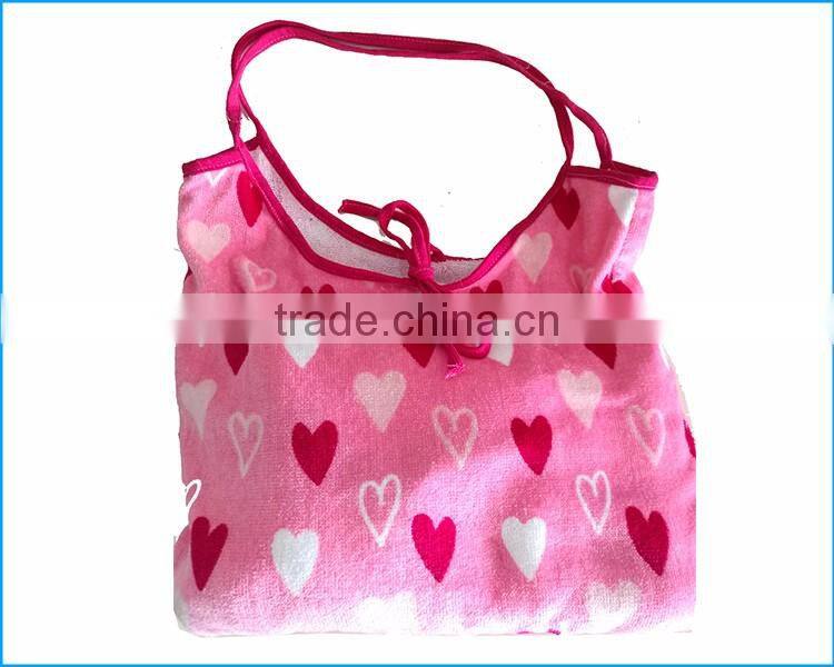 Cotton velour reactive printing design beach towel bag and set