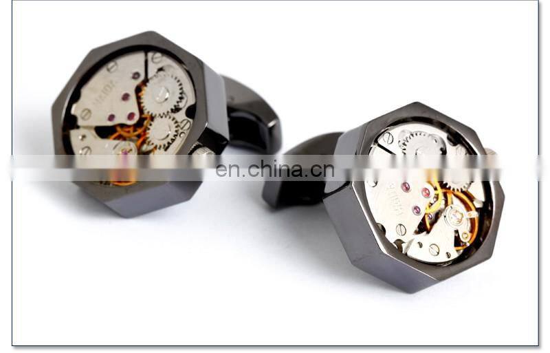 Exquisite Watch Movement Gear Gun Black Men Shirt Fashion Cuff Link