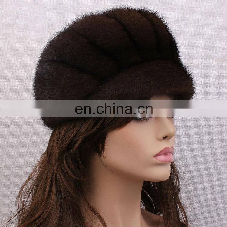 Genuine hot fashion black mink fur hat