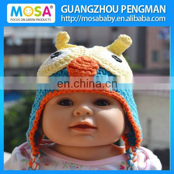 Crochet Kids Boys Giggle and Hoot OWL Ear Flap Hat Newborn Baby Beanie