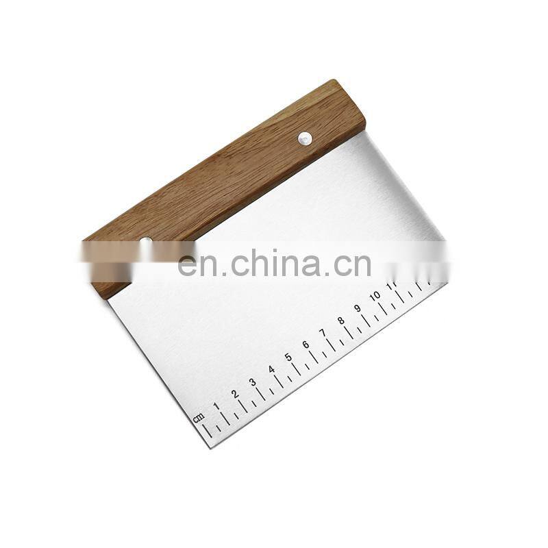 Hot Sale Stainless Steel Wooden Handle Kitchen Baking Flour Scraper