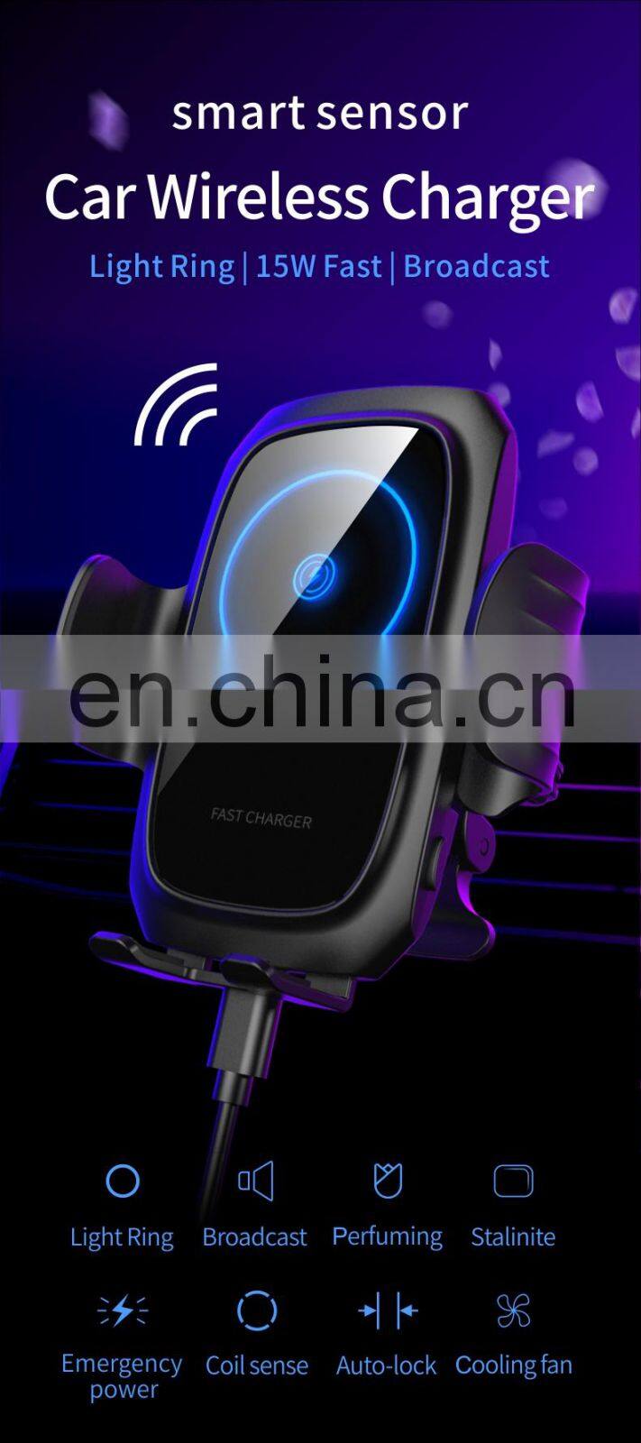 Hot Selling Mobile Phone Accessories Universal Car Phone Holder QI 15W Fast Wireless Charger