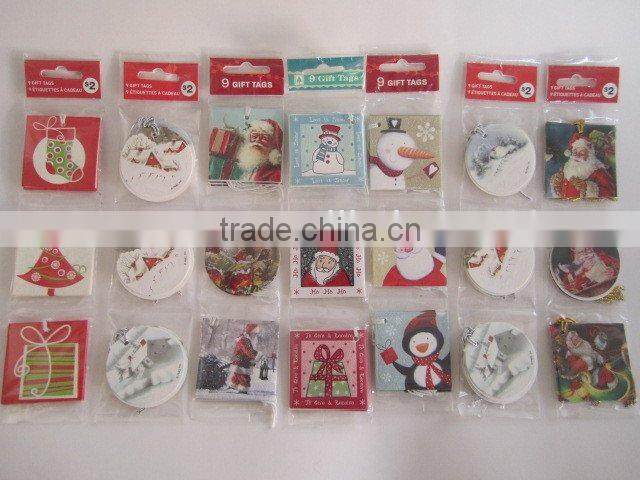 2016 hot selling Christmas decoration print paper christmas fancy gift hang tags with swing
