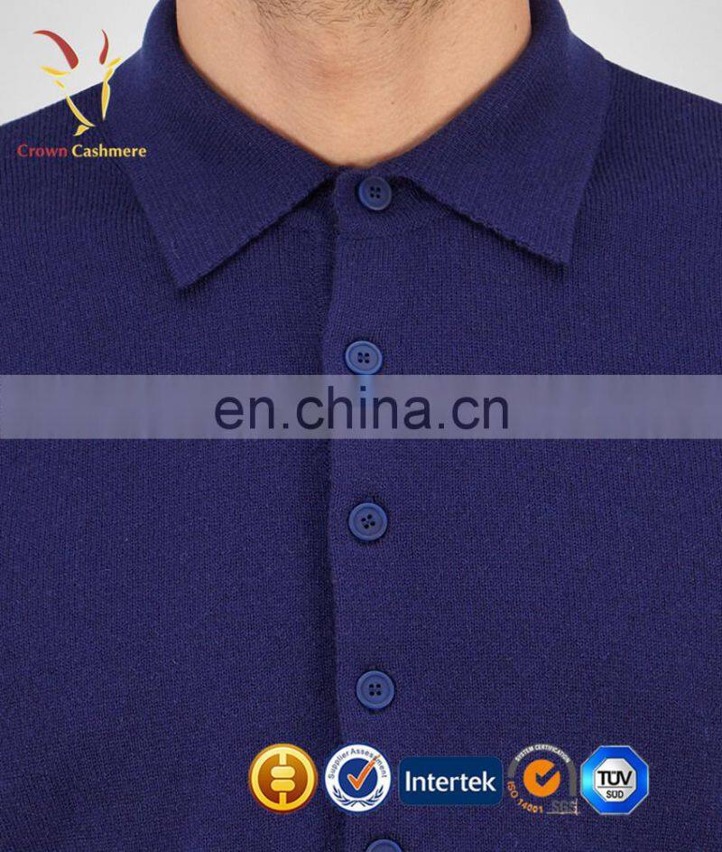 Best New Design 100% Cashmere Fashion Polo Sweater with Button for men