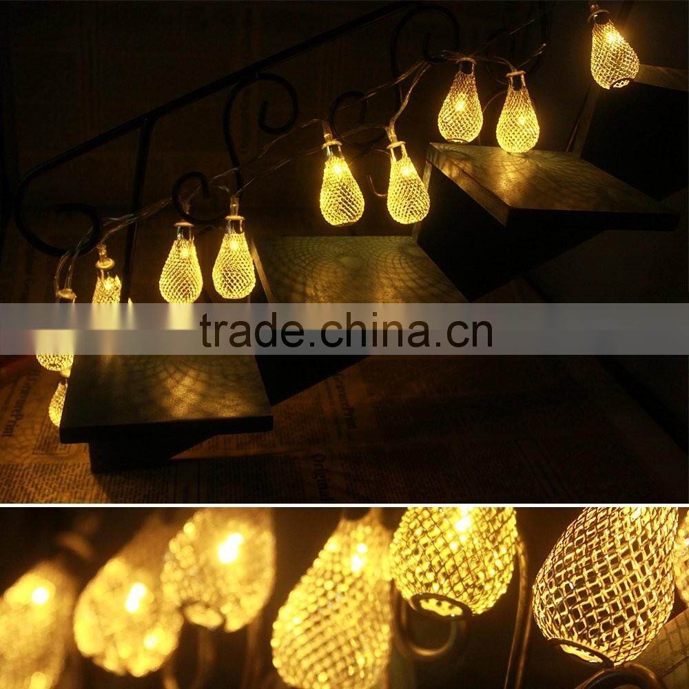 LED Fairy Lights Golden Mesh Teardrop Christmas String Lights Ideal for Wedding, Christmas, Patio, Lawn, Path Party String light