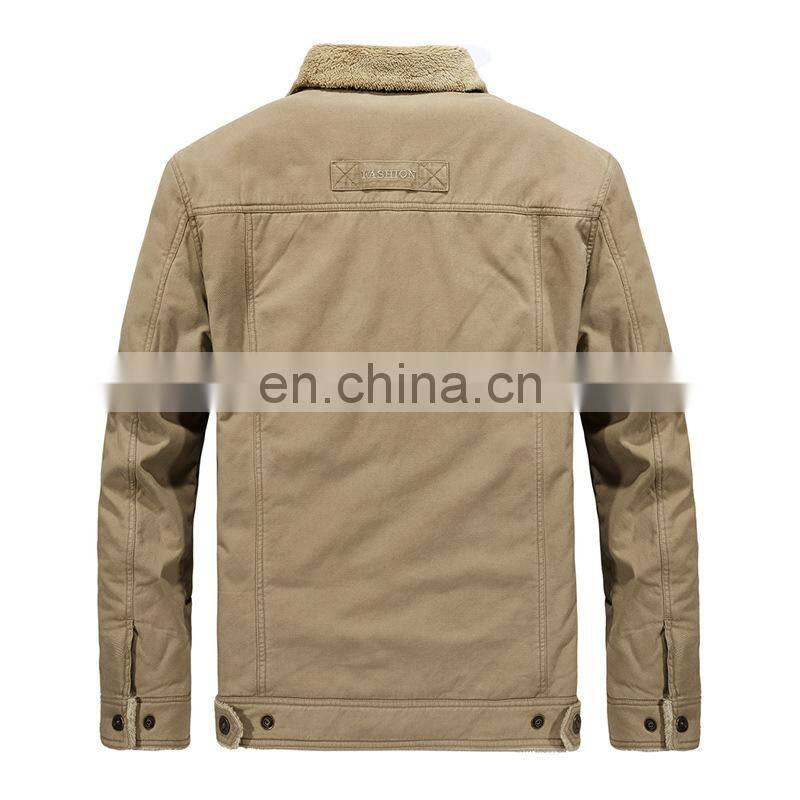 Wholesale custom men's winter plus velvet casual fashion jacket jacket men's cotton coat men's loose cashmere plus velvet jacket