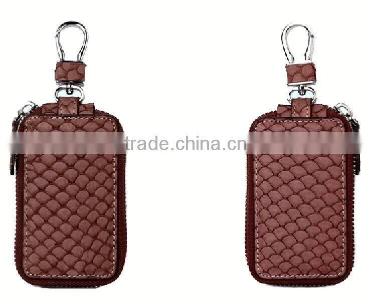 2016 Luxury colorful carp fish skin leather car key purse key holder for women key case smart key chain