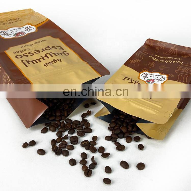 Custom Printed Stand Up Pouch Compostable Kraft Paper Coffee Bag With Valve And Zip