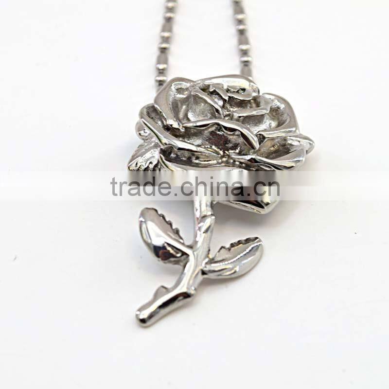 Vacuum plating silver and gold girl wholesale fashion jewelry rose flower pendant