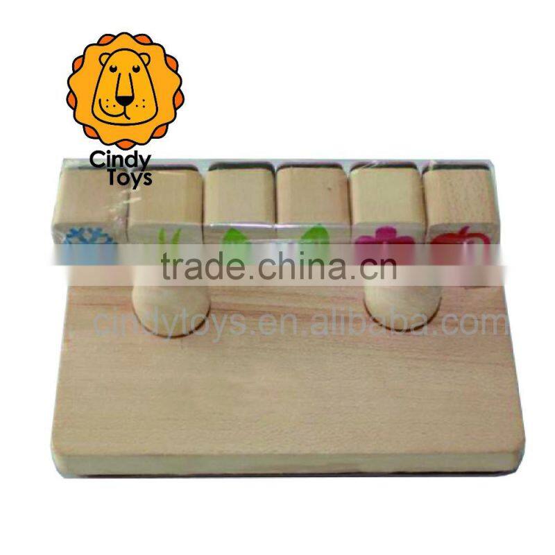 Wooden Rubber Stamp Apple Tree 7 pcs for kids