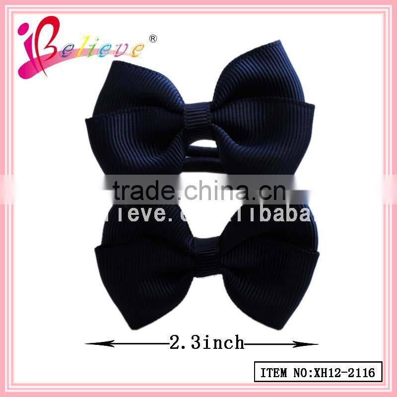 Wholesale handmade girls grosgrain ribbon bow elastic hair band