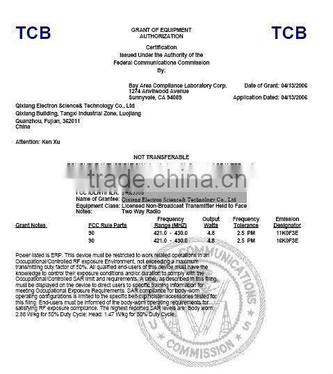 AT-3308 Portable Transceiver with CE&RoHS approval