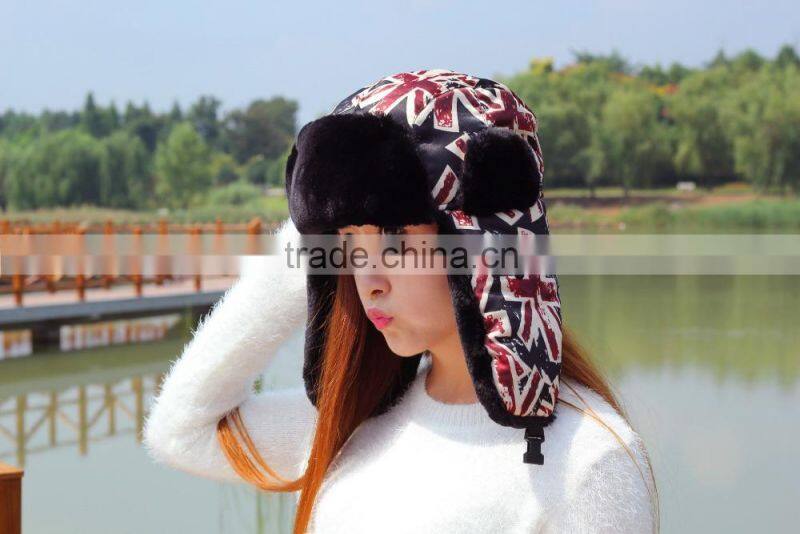 New United Kingdom Flag Printed Women Men Winter Hat And Caps With Earflap