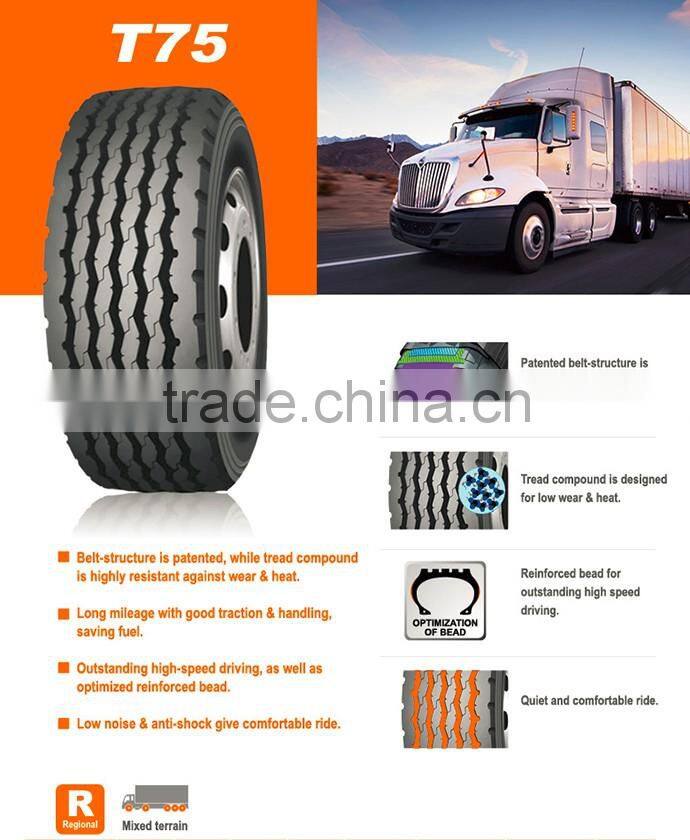 Long haul T75 all steel radial truck tire 385 65 22.5