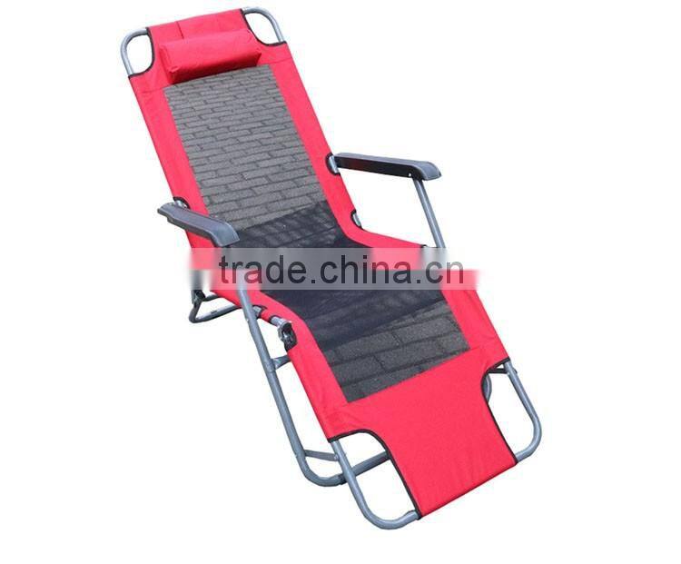 Cheap Metal Folding Beach Chaise Lounge Chair With Pillow Outdoor Wholesale Lounge Furniture